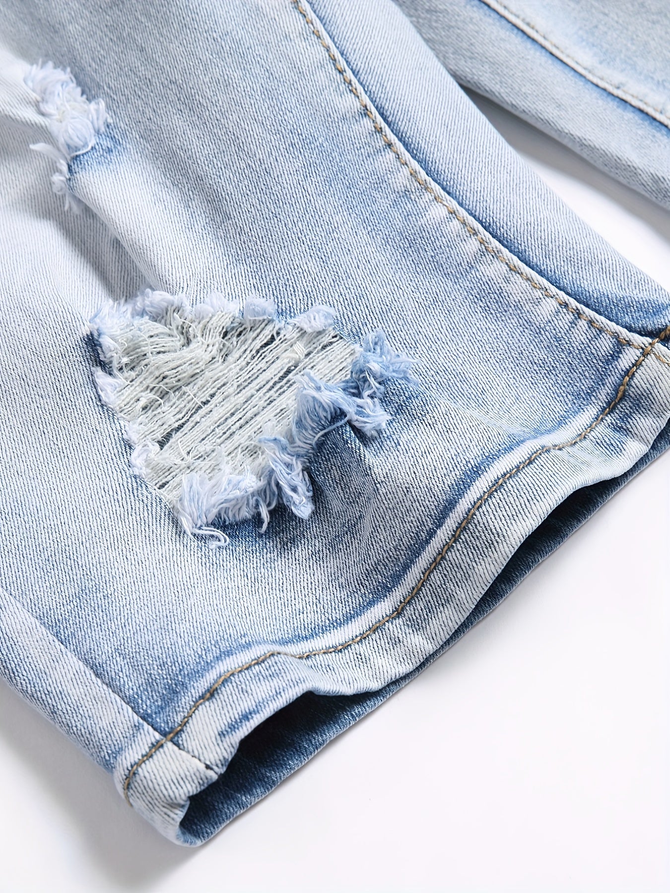 Slim Fit Ripped Denim Shorts Men Casual Street Style High Stretch