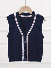 Boys College V Neck Knitted Sleeveless Fitness Sweater Vest