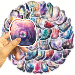 50pcs Quartz And Crystal Series Graffiti Stickers DIY Handbook Sticker Pack