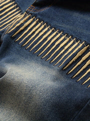 Men's Casual Slim Fit Stretch Denim Jeans with Butterfly Print