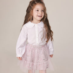 MARC&JANIE Girls Button Down Collared Shirt Preppy Style Kids Shirt