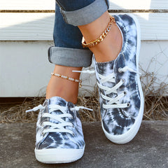 Tie Dye Canvas Lace Up Walking Shoes