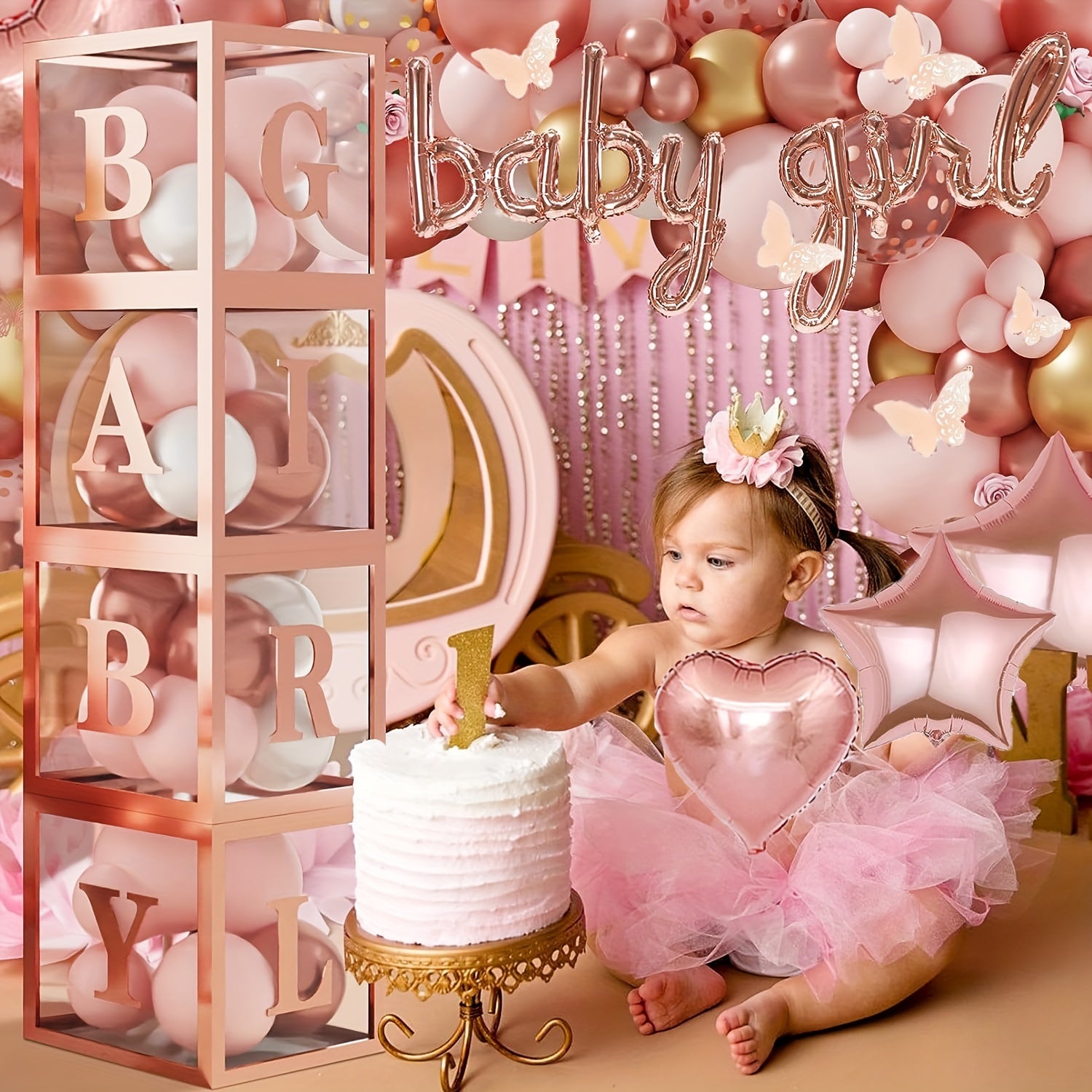 103pcs Rose Gold Balloons Decoration Kit for Women Birthday Bridal Party