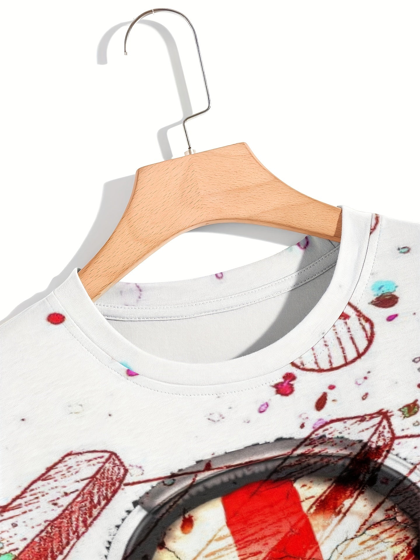 Colorful Skull Print Men's T-shirt 3D Digital Top Crew Neck