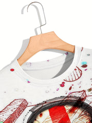Colorful Skull Print Men's T-shirt 3D Digital Top Crew Neck
