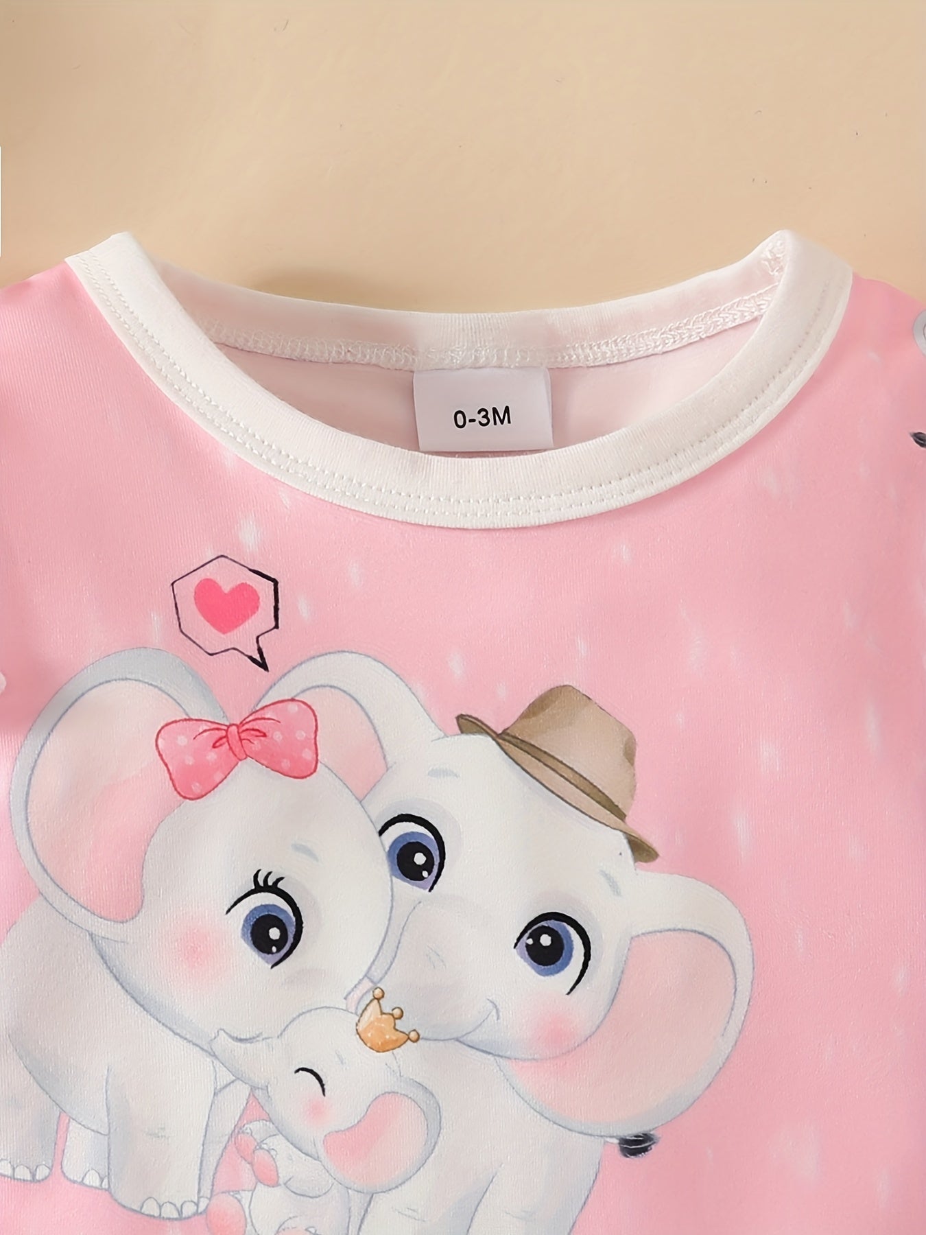 Baby Girls Elephant Graphic Print Short Sleeve Romper Jumpsuit Clothes