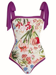 Floral Print Tankini Set with Skirt