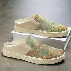 Men's Flower Print Slip On Loafer Shoes Casual Anti Skid Walking Shoes