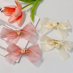 Mesh Bow Flowers Hair Clips for Girls Party Accessories