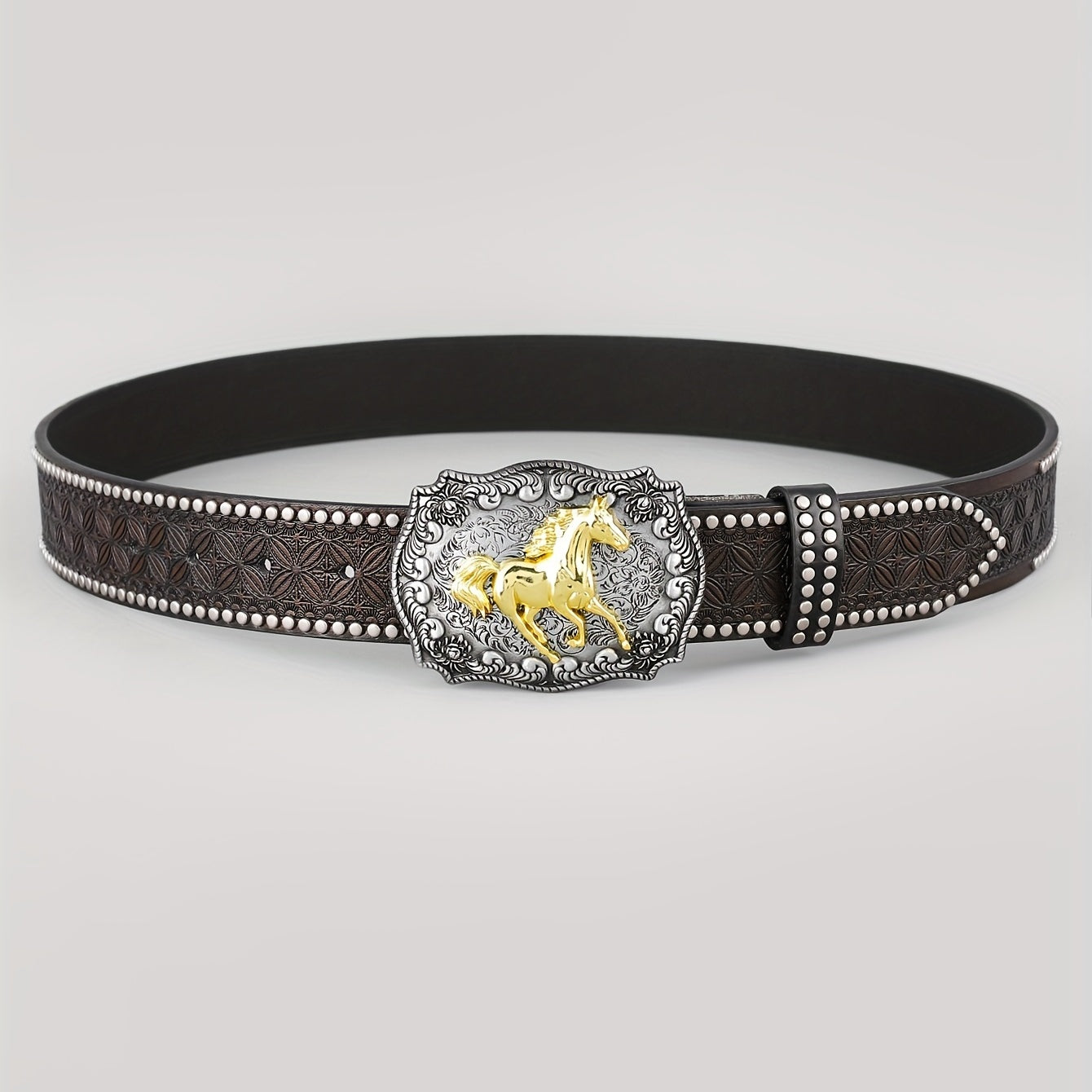 Floral Pattern Casual Belt Vintage Western Cowboy Leather Belt