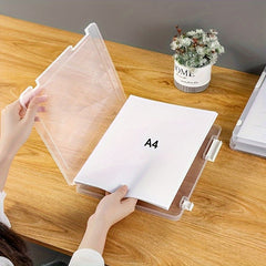3pcs A4 Transparent File Box Data Classification Box Plastic Storage Box