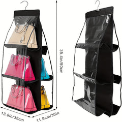 2pcs Hanging Purse Organizers 6 Pockets Clutch Tote Bag Storage