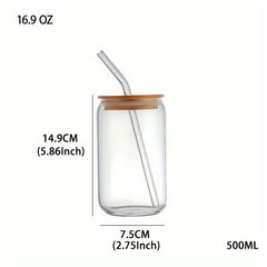 16oz Christmas Plaid Glass Cup with Bamboo Lid & Straw