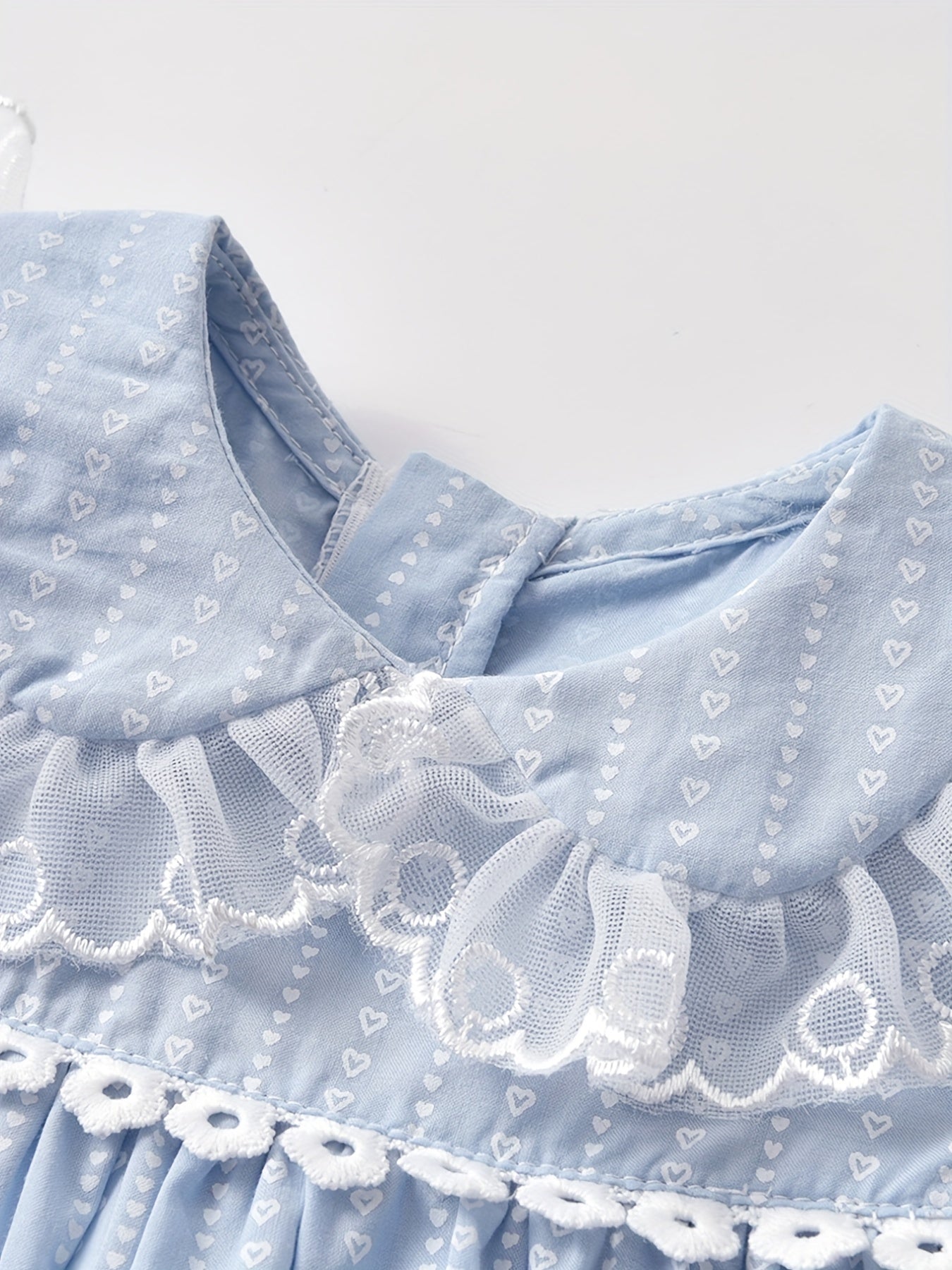 Baby Girl Lace Trim Puff Dress & Pants Set