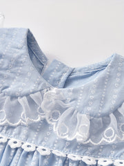 Baby Girl Lace Trim Puff Dress & Pants Set