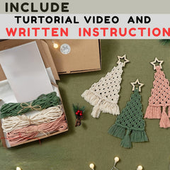 3pcs Knitted Christmas Tree DIY Kit Easy Craft Gift Set for Family and Friends