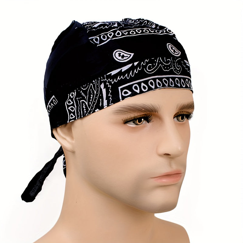 Vintage Paisley Print Turban Cap Head Wrap Bandana Lace Up Hat Scarves