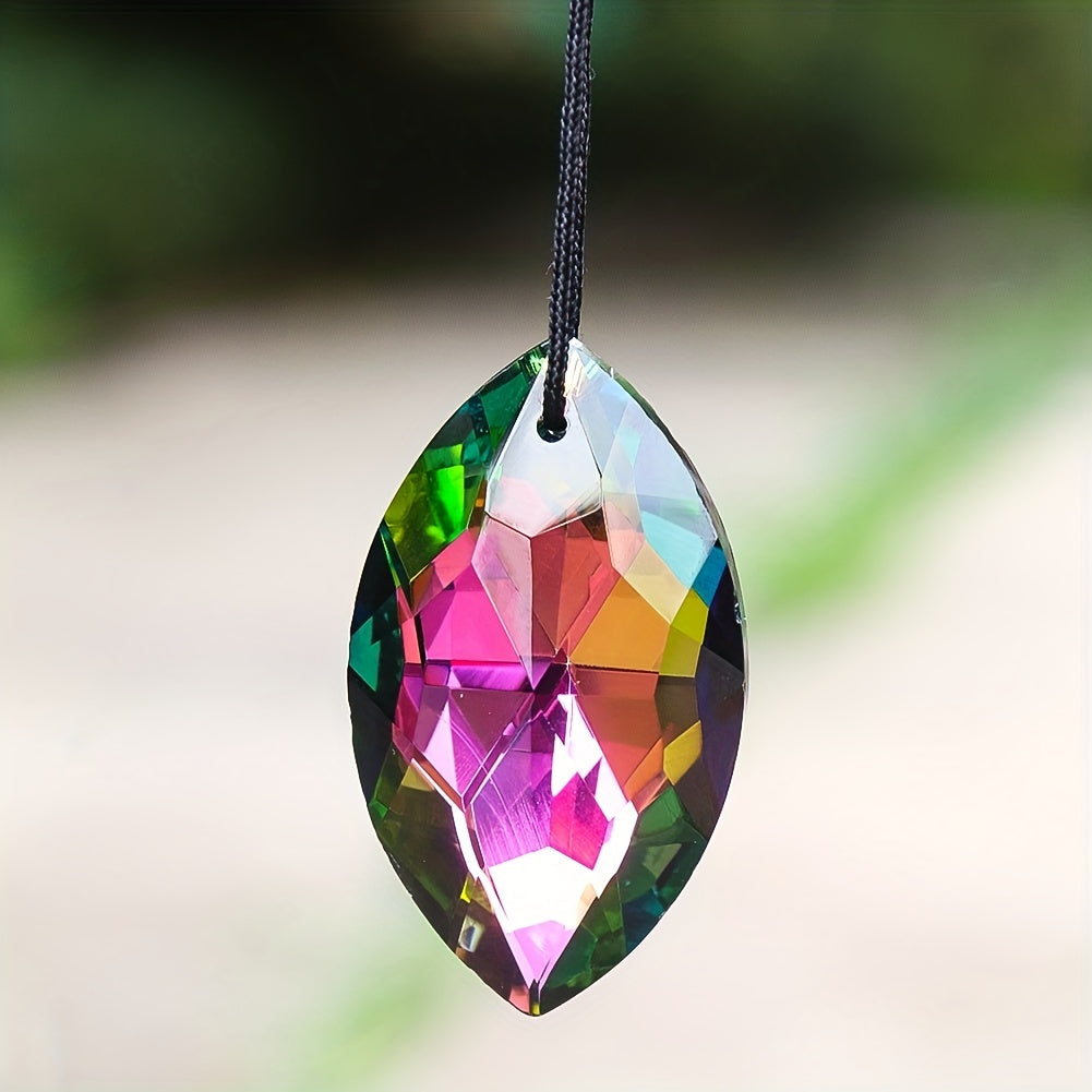 Rainbow Horse Eye Oval Crystal Faceted Prism Glass Charm Curtain Sun Catcher Cha