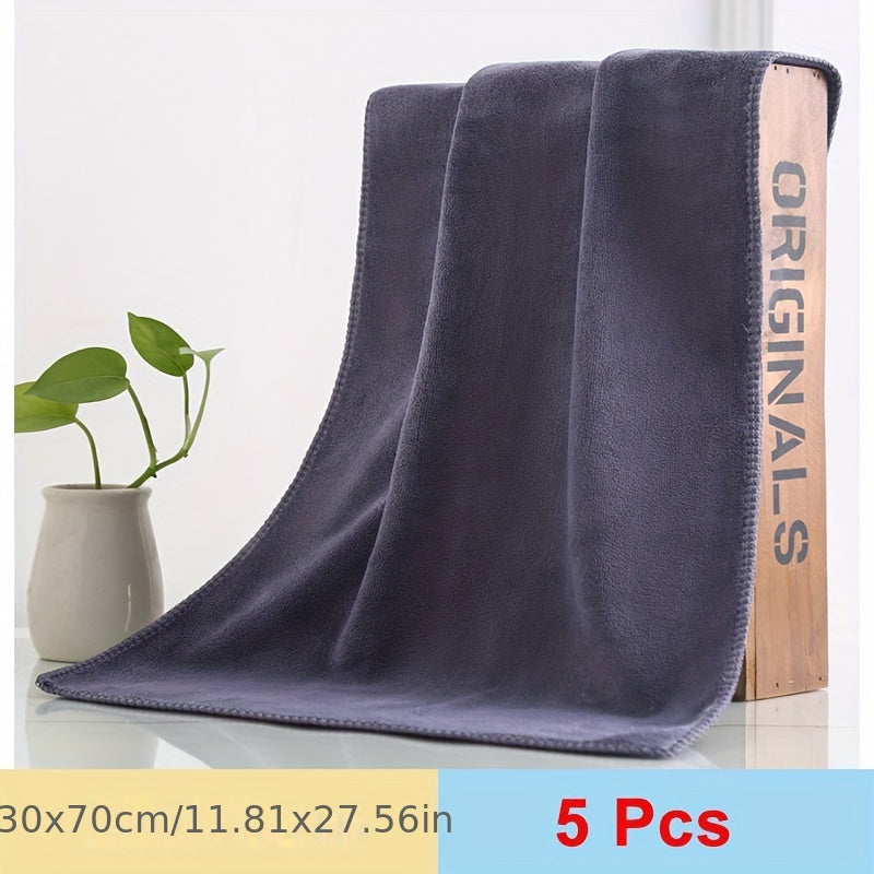 5pcs 30x70cm Soft Microfiber Car Wash Towel - No Scratch