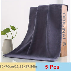 5pcs 30x70cm Soft Microfiber Car Wash Towel - No Scratch