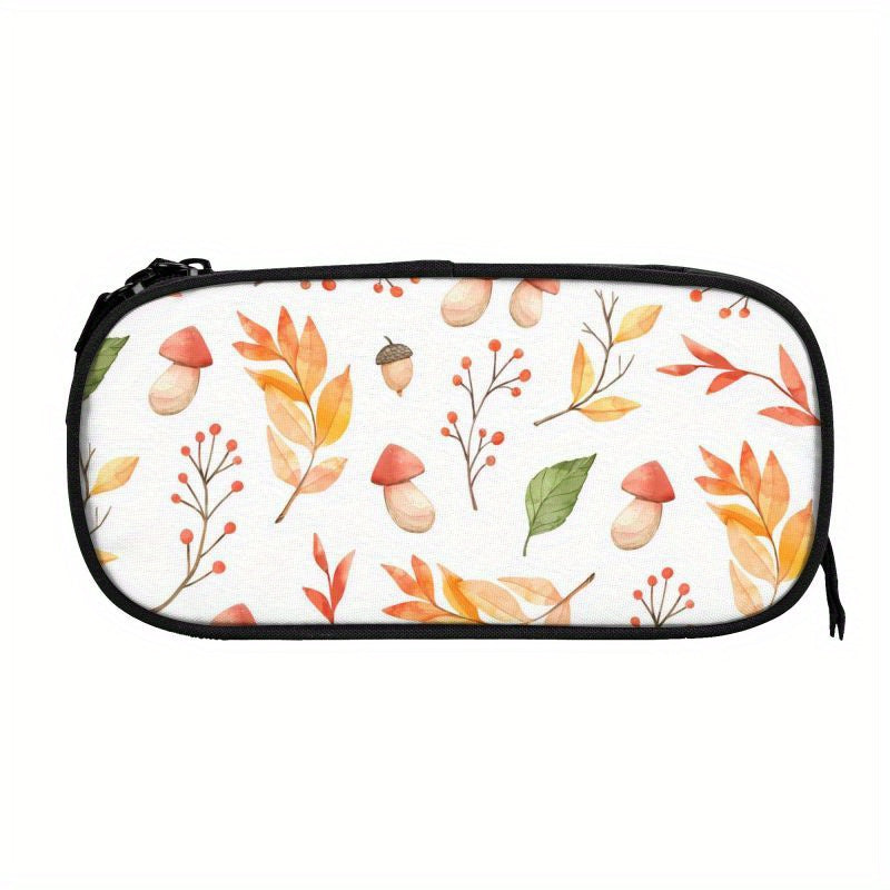 Cartoon Printed Double Layer Pen Bag Zippered Large Capacity Storage