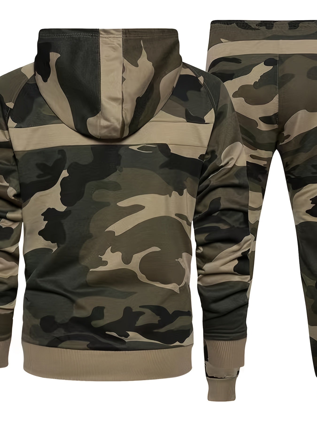 Men's Camo Hoodie & Jogger Set for Fall & Winter Sports