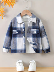 Toddler Boys Plaid Jacket Long Sleeve Button Down Coat