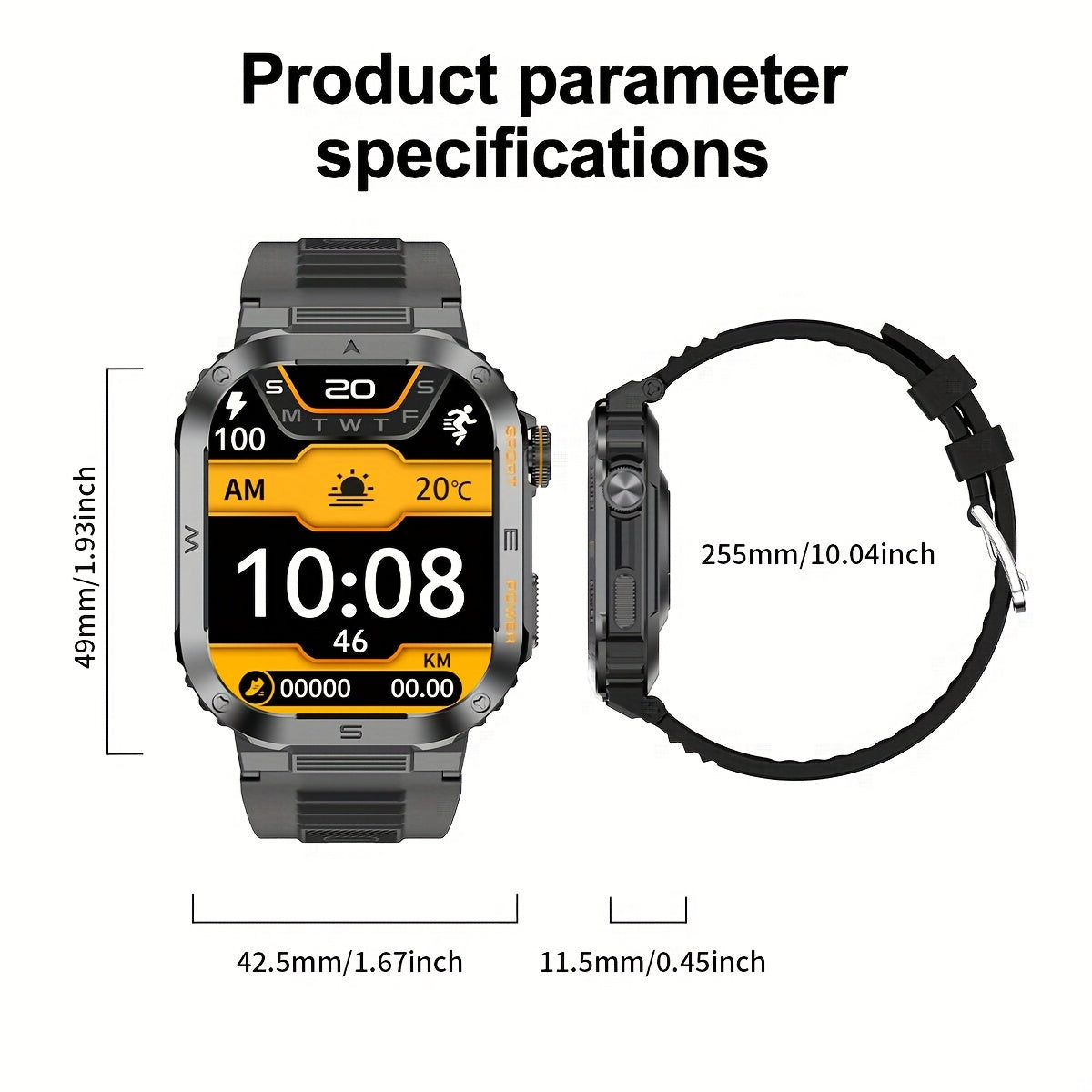 Multifunctional Smart Watch IP68 Waterproof Fitness Tracker with 400mAh Battery