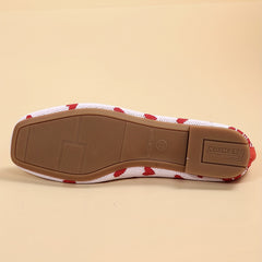 Heart Printed Flat Shoes Lightweight Slip On Comfy Shoes