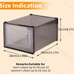 6pcs Plastic Folding Shoe Storage Boxes Dust-proof Stackable Display Drawers