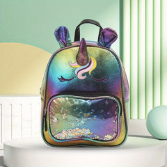 Kids Cartoon Sequins Backpack Waterproof PU Leather