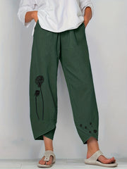 Boho Dandelion Print Harem Pants High Waist Summer Cropped Pants