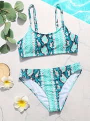 2pcs Girls Snake Skin Bikini Swimsuit Set for Summer Hawaii Gift