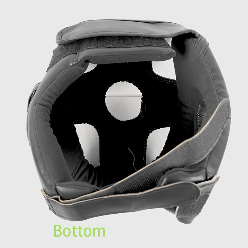 Professional PU Leather Boxing Helmet, Judo Kickboxing Headgear Sparring Helmet