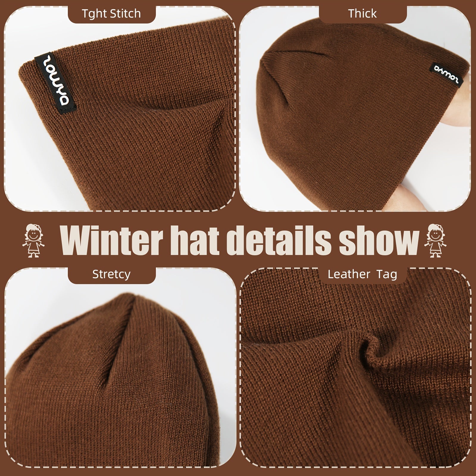 Zowya Reversible Kids Beanie Hat - Striped & Solid Colors