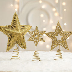 Golden Iron Hollow Five-pointed Star Christmas Tree Topper