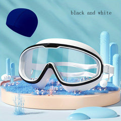 Professional Swimming Waterproof Silicone Goggles Anti Fog Uv with Cap