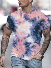 Men's Tie Dye Sports T-shirt Round Neck Tee Shirt