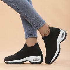 Women's Air Cushion Knit Socks Sneakers Comfort Slip on Platform Casual Shoes