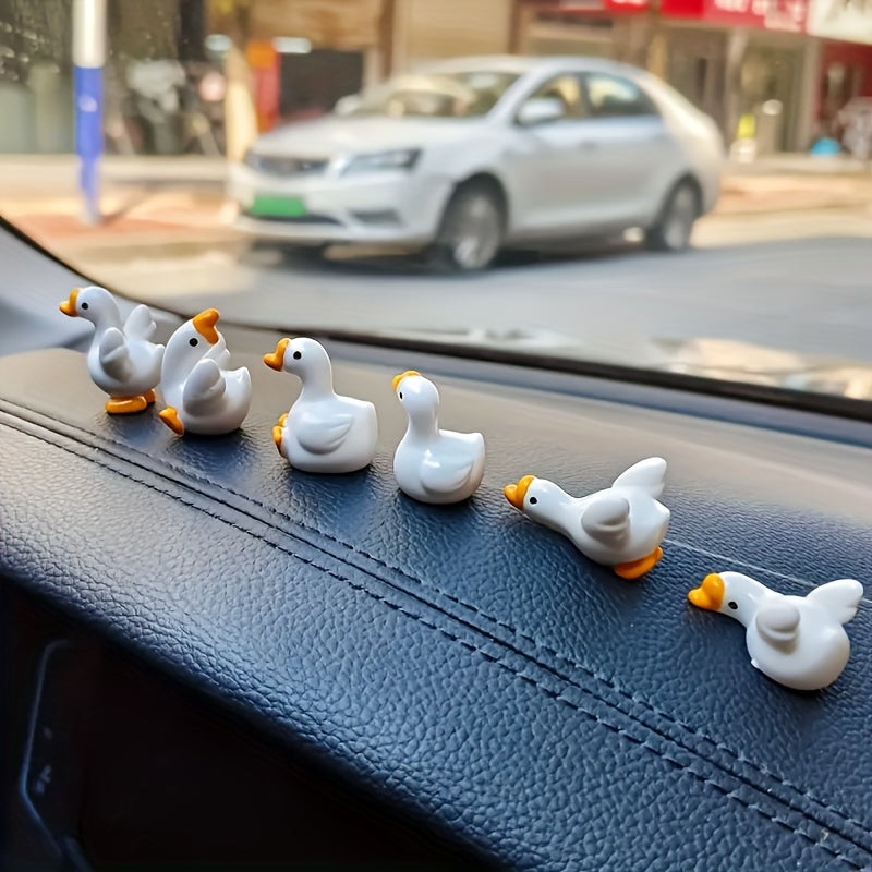 6pcs Resin Chubby Duck Car Decorations Mixed Colors Desktop Dashboard