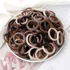50pcs Hair Elastics Ties Solid Woven Rubber Bands Ponytail Holder