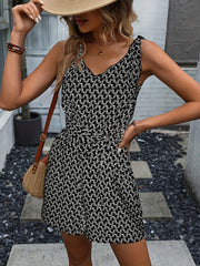 Tie Strap Romper Jumpsuit Sleeveless Belted Romper
