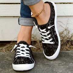 Women's Lace Canvas Shoes Round Toe Low Top