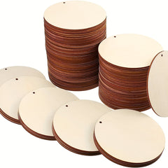 10pcs Round Wooden Hoops With Holes for DIY Crafts