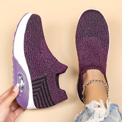 Women's Breathable Knit Slip-On Sneakers with Air Cushion