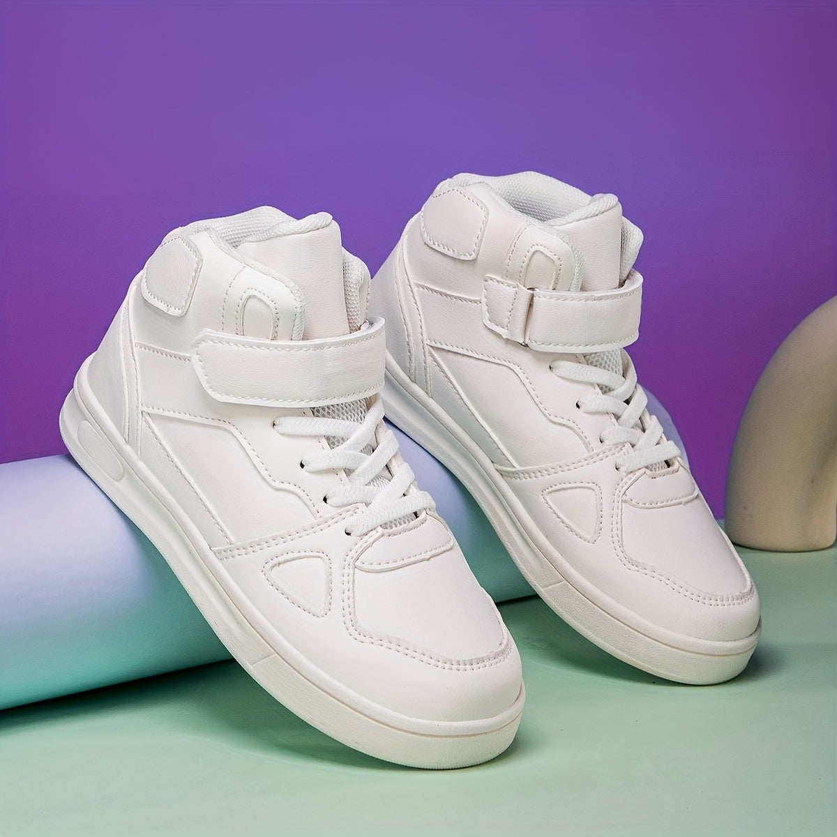 Women's Faux Leather Skate Shoes Flat Non Slip Sneakers