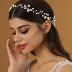 Faux Pearl Headband Long Hair Rattan Bridal Hair Accessories