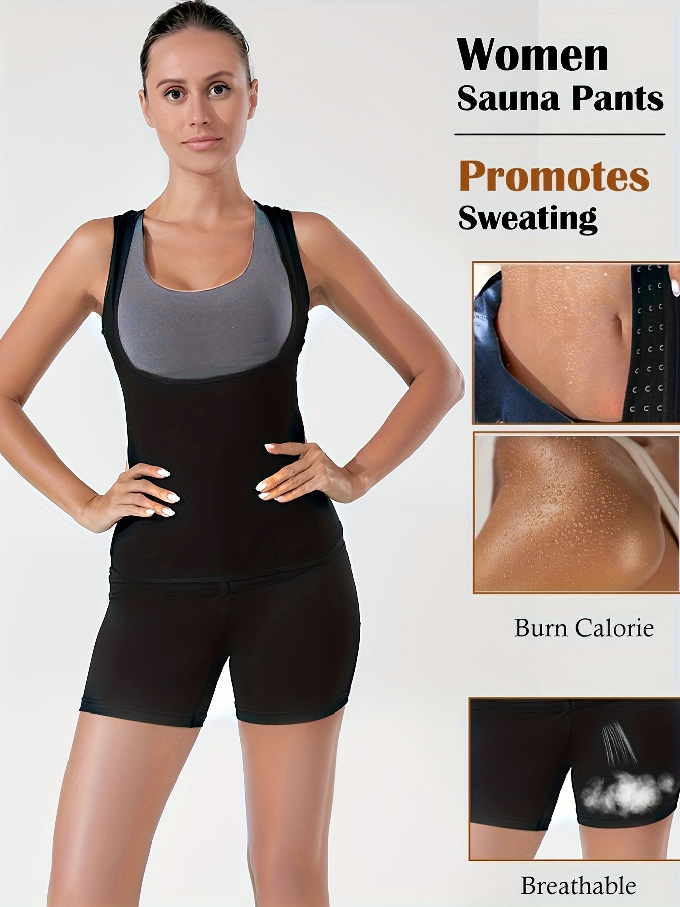 Sleeveless Body Shaper Sauna Sweat Top & Fitness Tummy Control Shorts Suit