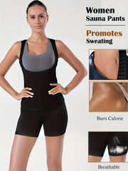 Sleeveless Body Shaper Sauna Sweat Top & Fitness Tummy Control Shorts Suit