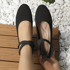 Women's Elastic Strap Ballet Flats Soft Sole Cross Strap Shoes